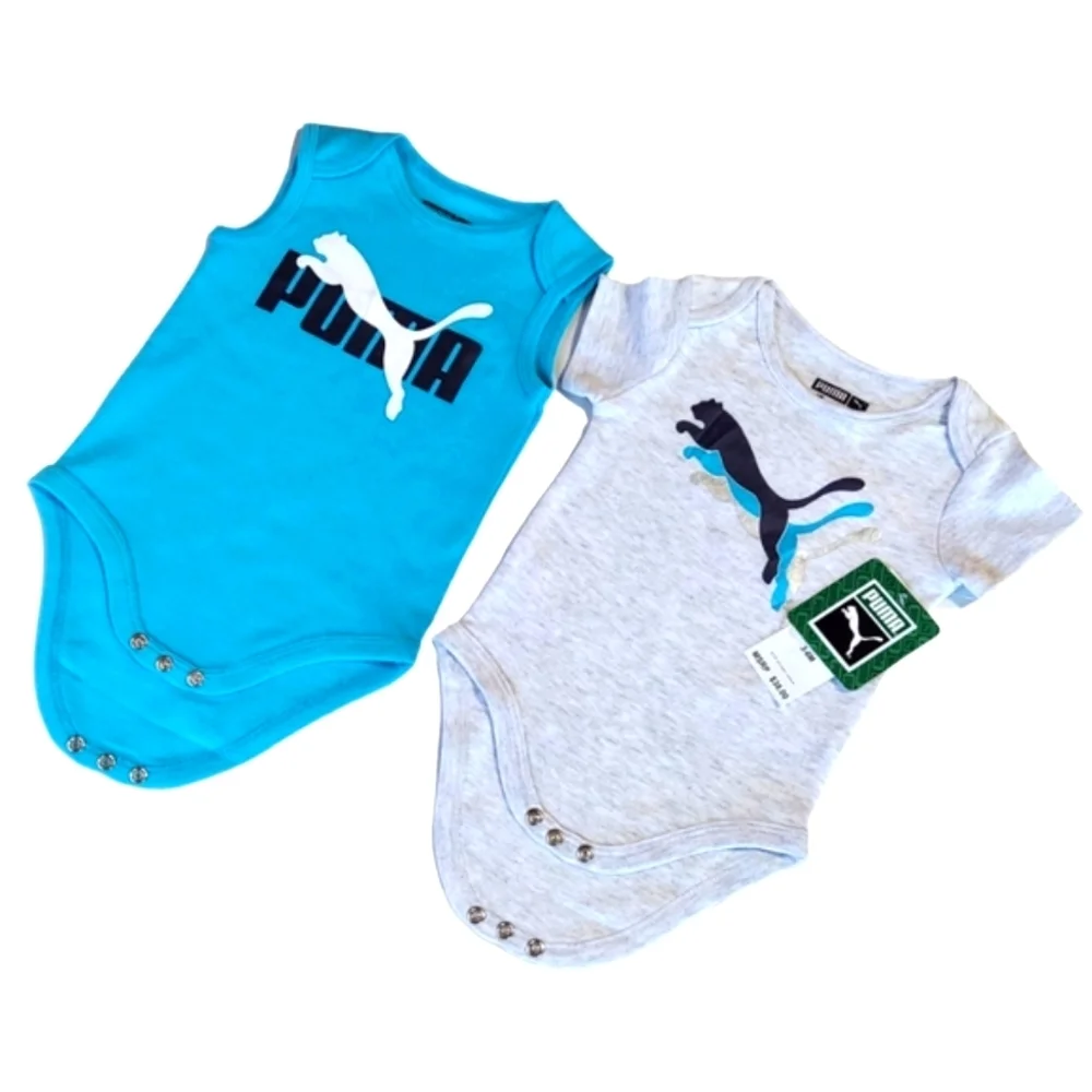 Puma Baby Boys Bodysuit Short Sleeves 3-6 Months Shorts Beanie Bib 5-piece Set